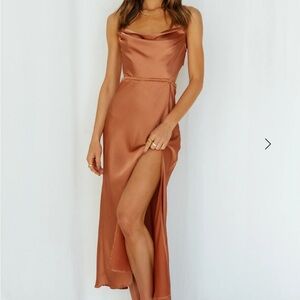 Hello Molly Orange Red Slit Gown